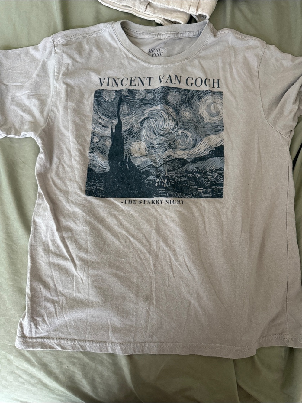 Mighty Fine Vincent Van Gogh 'The Starry Night' Graphic Tee - Light Gray & Navy